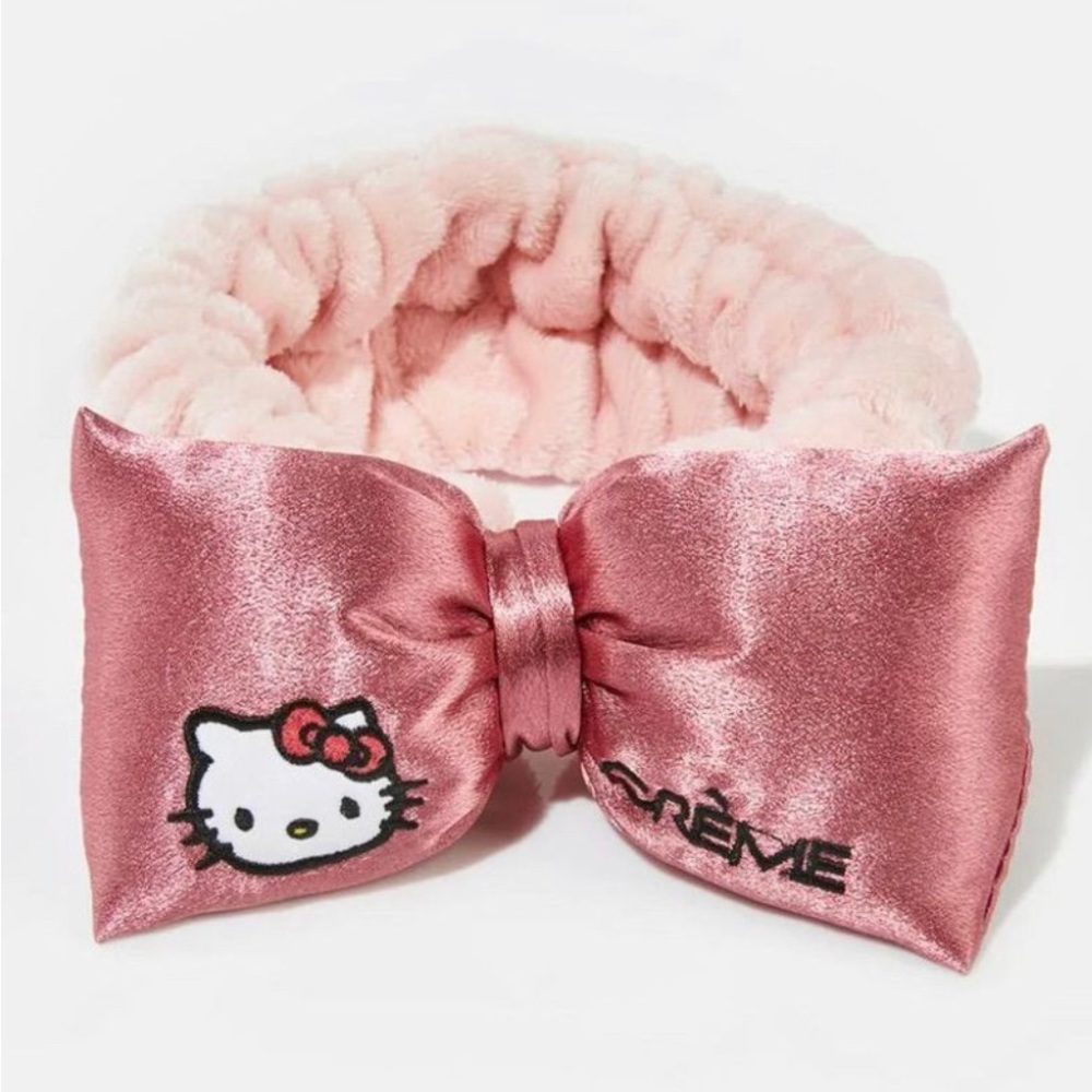 NWT Sanrio Hello Kitty Rose Gold Satin Bow Plush Headband & Hand Crème - Picture 3 of 4